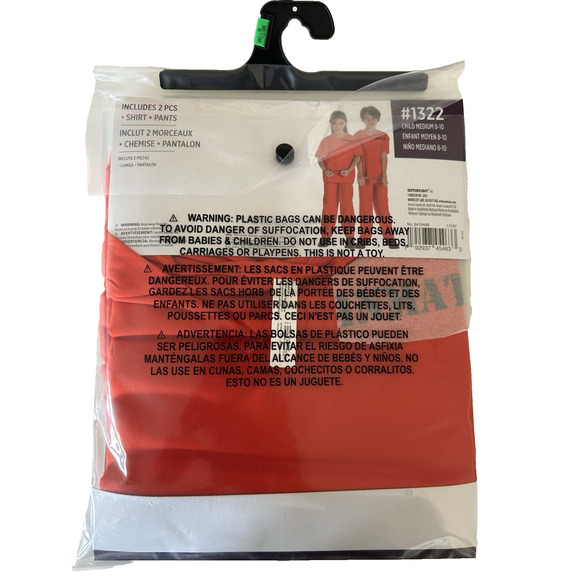 Incarcerated Prisoner Jumpsuit CHILD Unisex Halloween Costume Child MEDIUM 8-10 - Picture 4 of 6